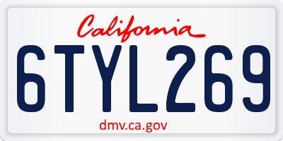 CA license plate 6TYL269