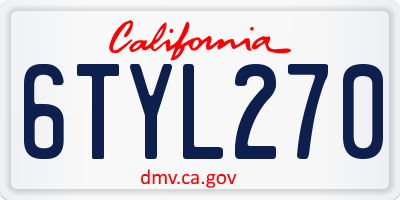 CA license plate 6TYL270