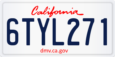 CA license plate 6TYL271