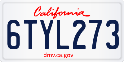 CA license plate 6TYL273