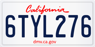 CA license plate 6TYL276