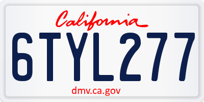 CA license plate 6TYL277
