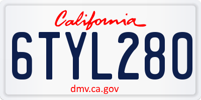 CA license plate 6TYL280