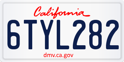 CA license plate 6TYL282