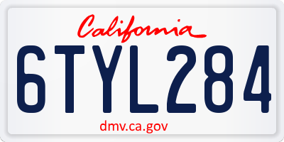 CA license plate 6TYL284