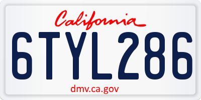 CA license plate 6TYL286