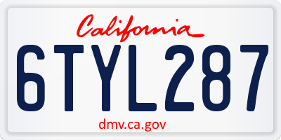 CA license plate 6TYL287