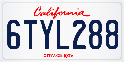 CA license plate 6TYL288