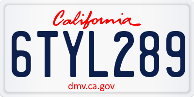 CA license plate 6TYL289