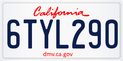 CA license plate 6TYL290