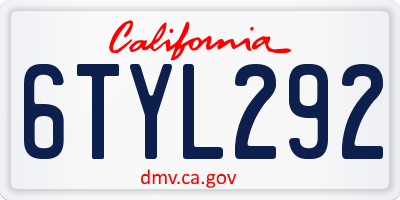 CA license plate 6TYL292