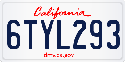 CA license plate 6TYL293