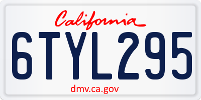 CA license plate 6TYL295