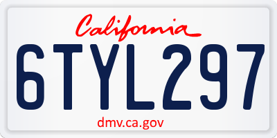 CA license plate 6TYL297