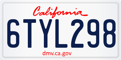CA license plate 6TYL298