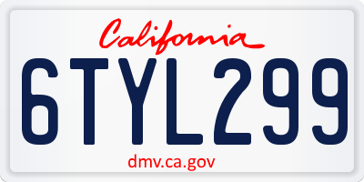 CA license plate 6TYL299