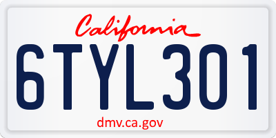 CA license plate 6TYL301