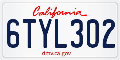 CA license plate 6TYL302