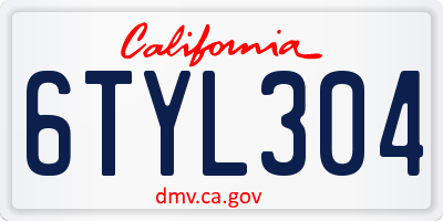 CA license plate 6TYL304