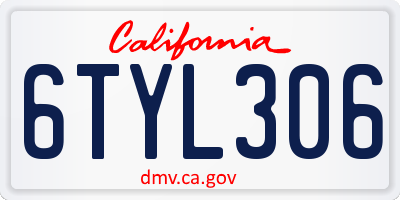 CA license plate 6TYL306