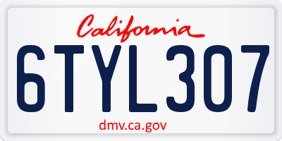 CA license plate 6TYL307