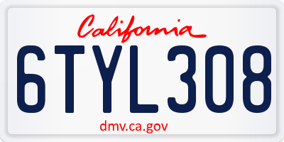 CA license plate 6TYL308