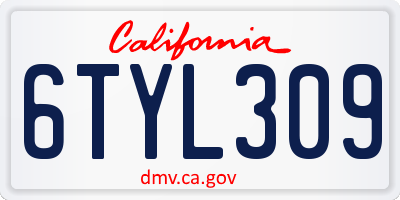 CA license plate 6TYL309