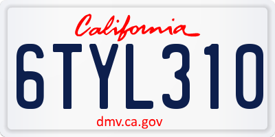 CA license plate 6TYL310