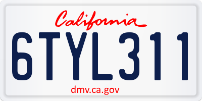 CA license plate 6TYL311