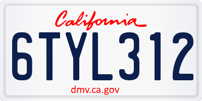 CA license plate 6TYL312