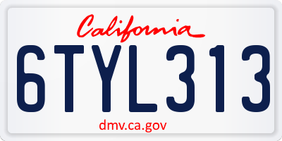 CA license plate 6TYL313