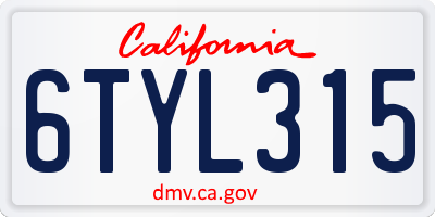 CA license plate 6TYL315