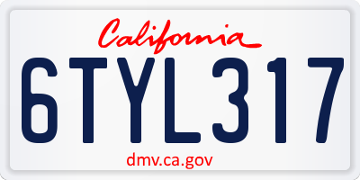 CA license plate 6TYL317