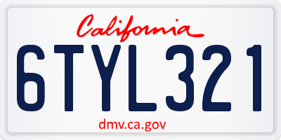 CA license plate 6TYL321