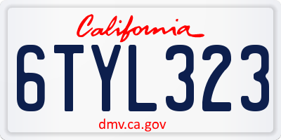 CA license plate 6TYL323