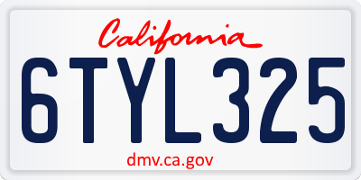 CA license plate 6TYL325