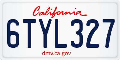 CA license plate 6TYL327