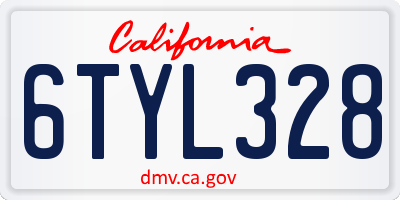 CA license plate 6TYL328