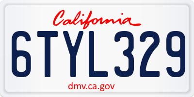 CA license plate 6TYL329