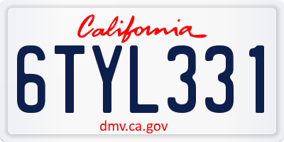 CA license plate 6TYL331