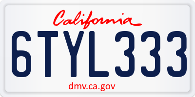 CA license plate 6TYL333