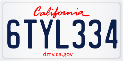 CA license plate 6TYL334