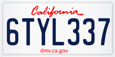CA license plate 6TYL337