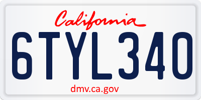 CA license plate 6TYL340