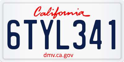 CA license plate 6TYL341