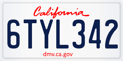 CA license plate 6TYL342