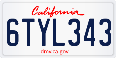 CA license plate 6TYL343