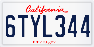 CA license plate 6TYL344
