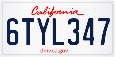 CA license plate 6TYL347