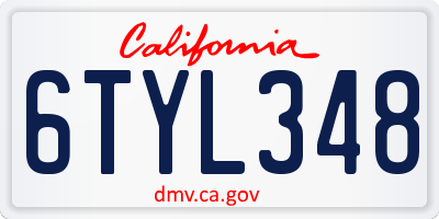 CA license plate 6TYL348